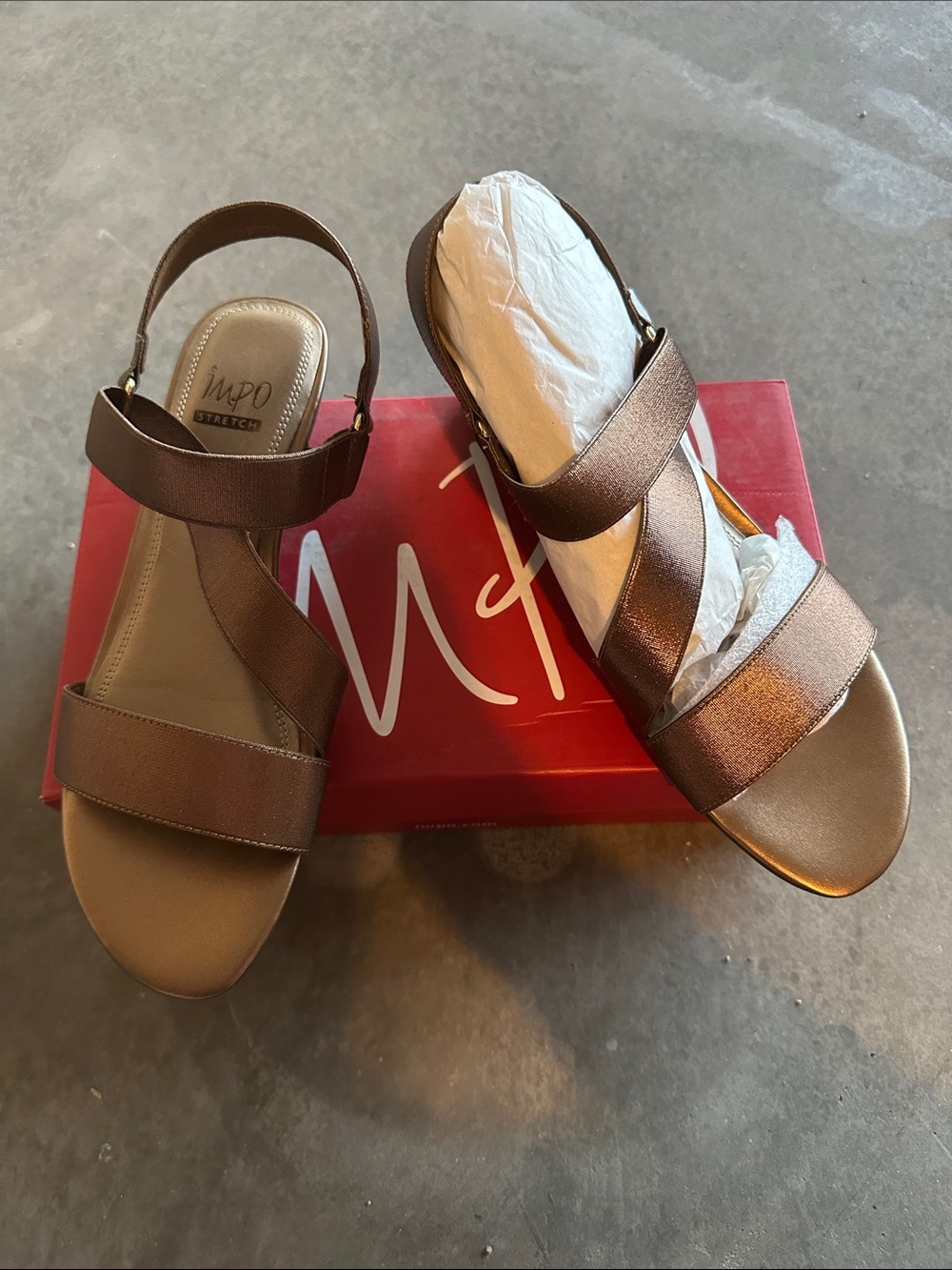 Impo Bronze Metallic Strappy Slingback Sandals